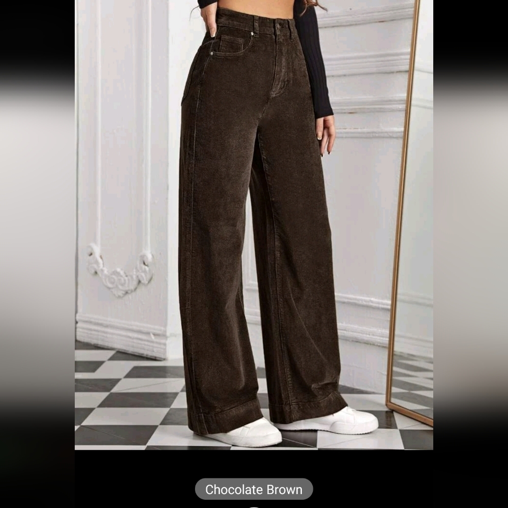 Chocolate brown wide leg Corduroy pants USM